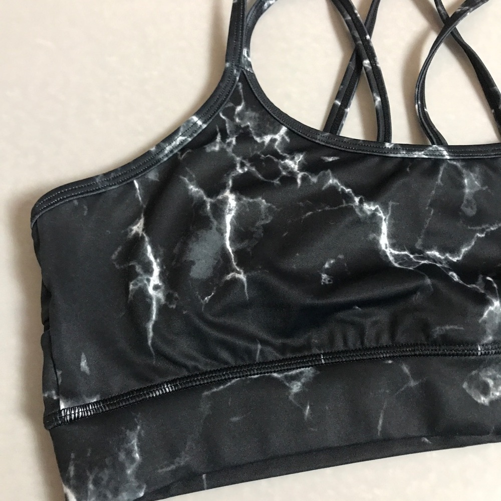 Large BuffBunny Jade Mesh Sports Bra ( Black Marble) - Picture 7 of 12